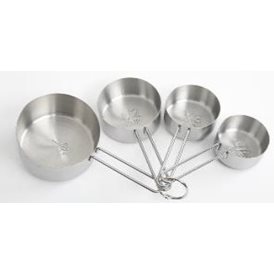 4 pc Measuring Cups - Matte Finish - Stainless Steel - 0.6 mm - O/S