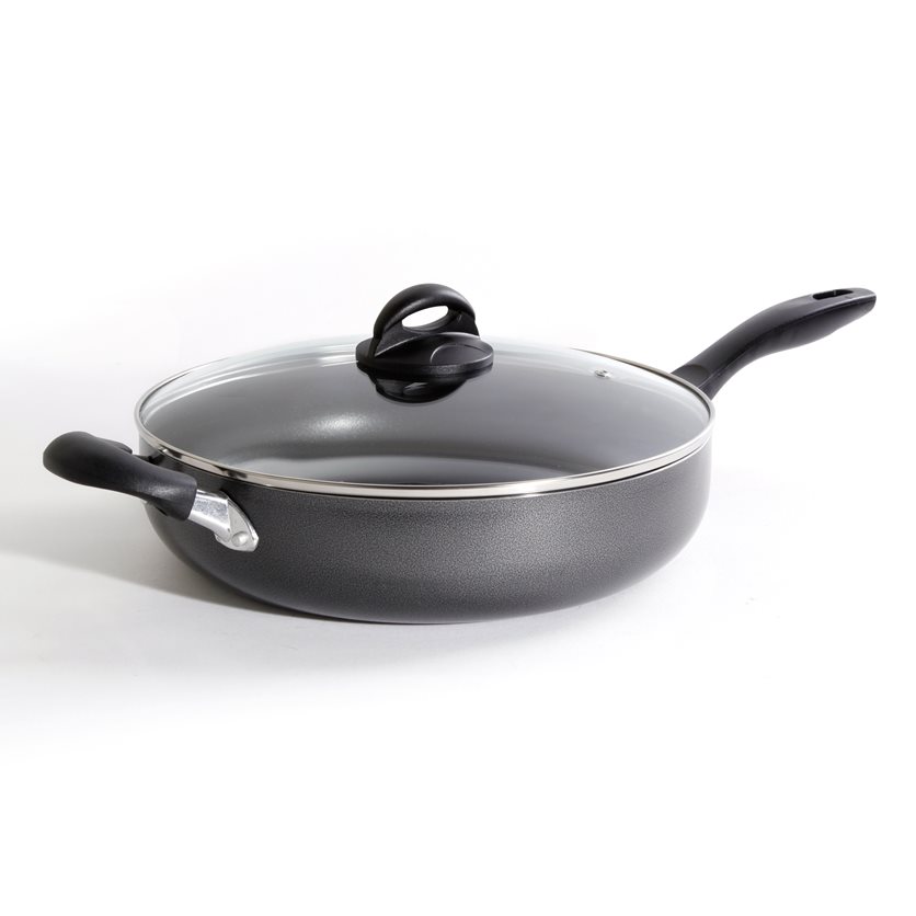 Clairborne 5 Qt AL Sauté Pan W/Lid - Charcoal Grey - Nonstick - Hammered Ext - Color Coating - Bakelite Handle & Knob - Aluminum - 2.5 mm