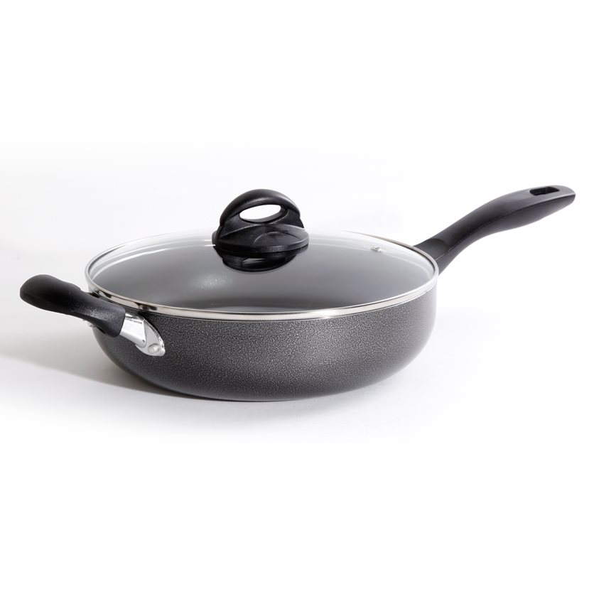 Clairborne 3.5 Qt AL Sauté Pan W/Lid - Charcoal Grey - Nonstick - Hammered Ext - Color Coating - Bakelite Handle & Knob - Aluminum - 2.5 mm