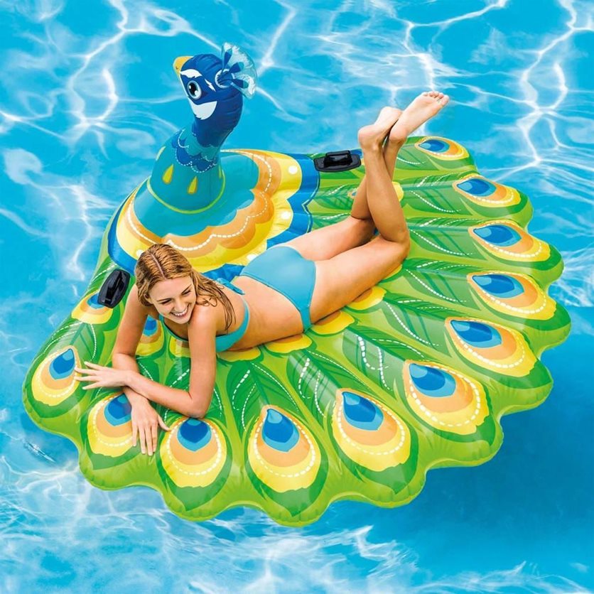 Airbed Peacock Island - Dive into fun with this vibrant pool air mattress!