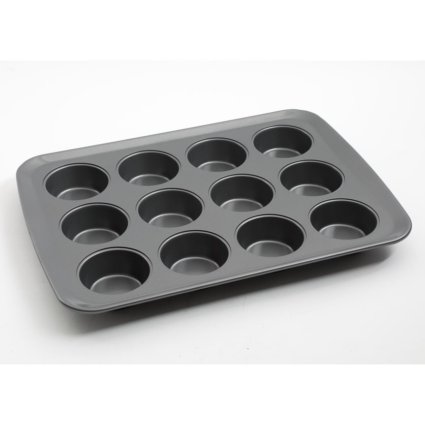 Gibson 12-Cup Baker's Friend nonstick Steel Muffin Pan - Black