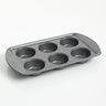 Baker's Friend 6 Cup CS Muffin Pan - Charcoal Grey - Nonstick - Carbon Steel - 0.6 mm - O/S