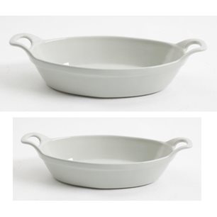 2 pc 9.5 & 8.25 Bakeware Set w/Handles - White - Oval - Solid Color - Stoneware - O/S