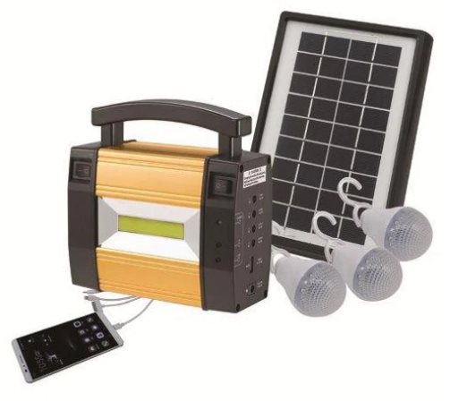 Solar Panel, Lightsource Brand, Kit 9V, Includes 3 Spotlights A19 3W In 6000K, Reflector, Usb Charger, Cell Phone Charger, Includes 6V4Ah Battery, 110-240V 50-60Hz Usb