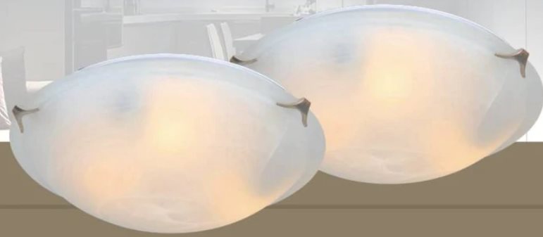 Ceiling Lamp Plafon Duopack 2Xe27-40W (Not Included) Finish: Frosted Patterned White Glass