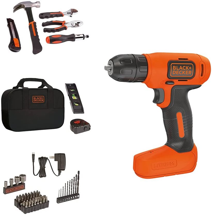 Black+Decker Hand Tool and Accessory Home Project Kit, 63 pc