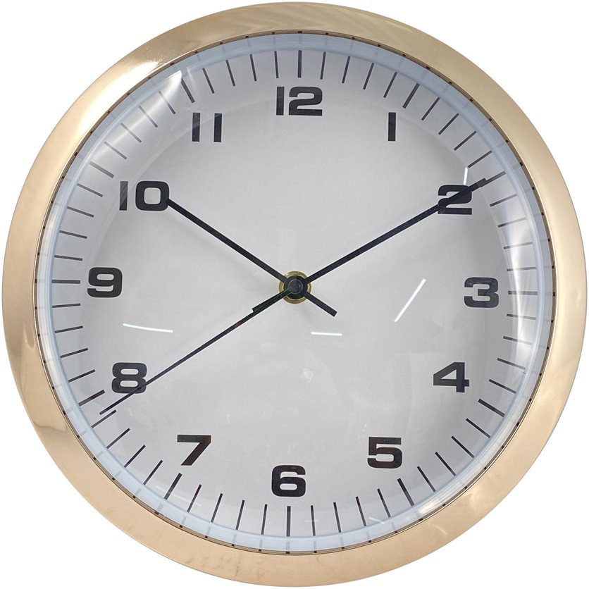 Wall Clock - Round - White/Black/Gold