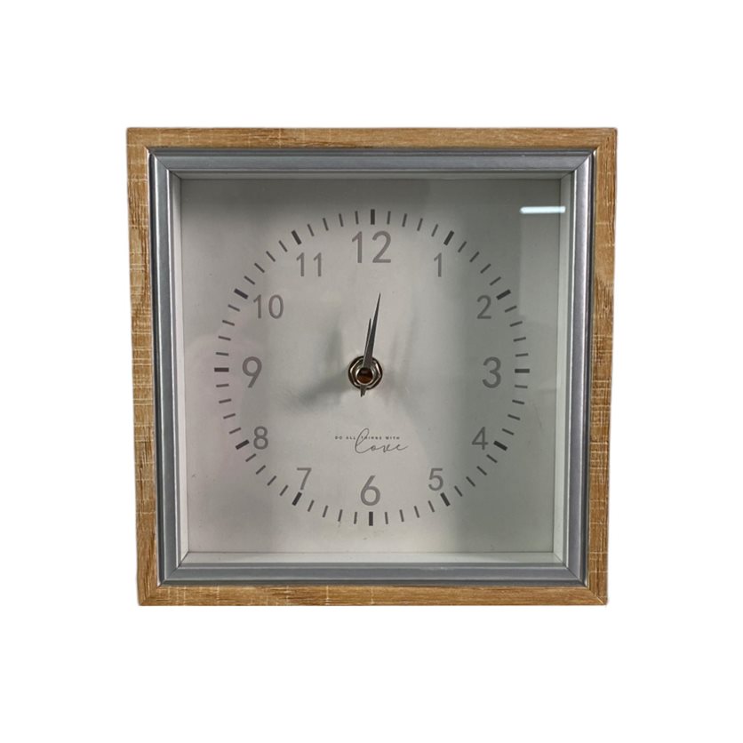 Wall Clock - Square - Wood/White/Black