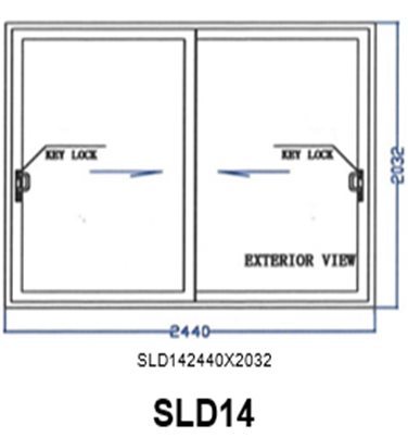 Aluminum Sliding Door - White - SLD14 - Left/Right - 2440 x 2032mm