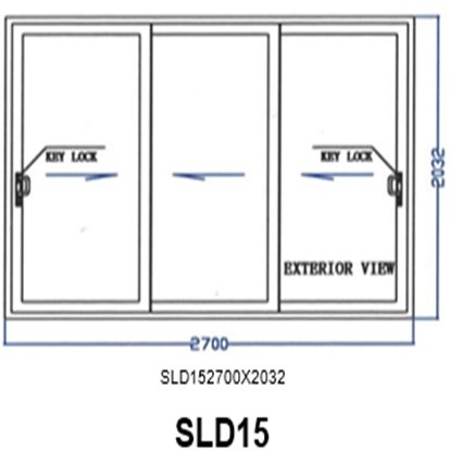 Aluminum Sliding Door - White - SLD15 - Left/Right - 2700 x 2032mm