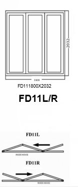 Aluminum Folding Door - White - FD11L - Left - 3 Panel - 1800 x 2032mm