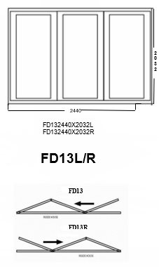 Aluminum Folding Door - White - FD13L - Left - 3 Panel - 2440 x 2032mm