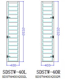 GLass Shutter Sidelite, 400 x 2032mm, Left side, Model SDSTW-40L