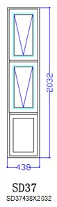 3 Glass Panel (2 Awning Windows) Side Lite, 438 x 2032mm, Model SD37