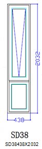 2 Glass Panel (1 Awning Window) Side Lite, 438 x 2032mm, Model SD38