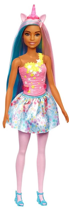 Barbie Dreamtopia Unicorn Doll in rainbow look.