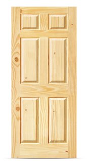 Knotty Pine Door Colonial 6 Panel 83x211.5cm.