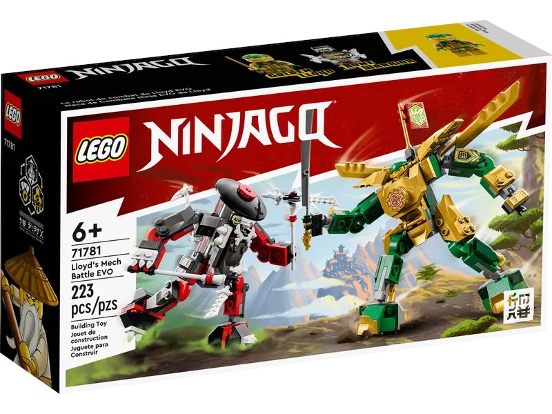 Unleash ninja power with Lego Ninjago Lloyd&apos;s Mech Battle EVO.