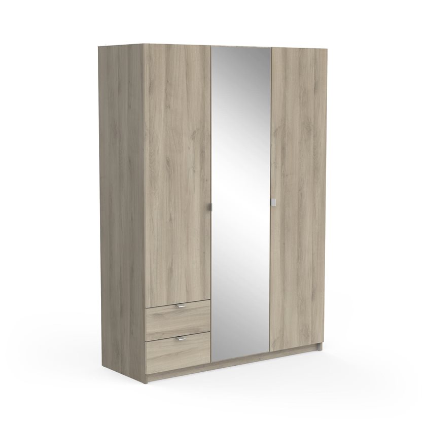 Mellie 2 Wardrobe - 2 Drawer/3 Door/1 Mirror - Kronberg Oak