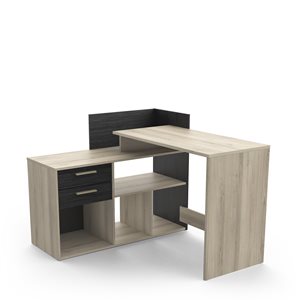 Optima 2 Corner Office Desk - 2 Drawer - Kronberg Oak/Black - Building ...