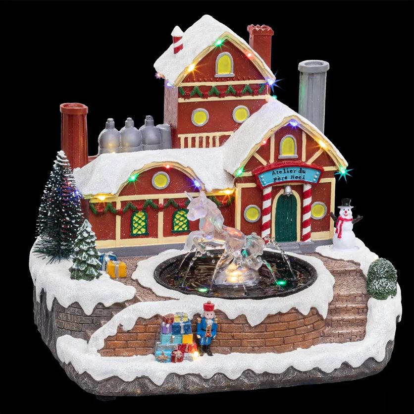 Musical Christmas Village With Fountain