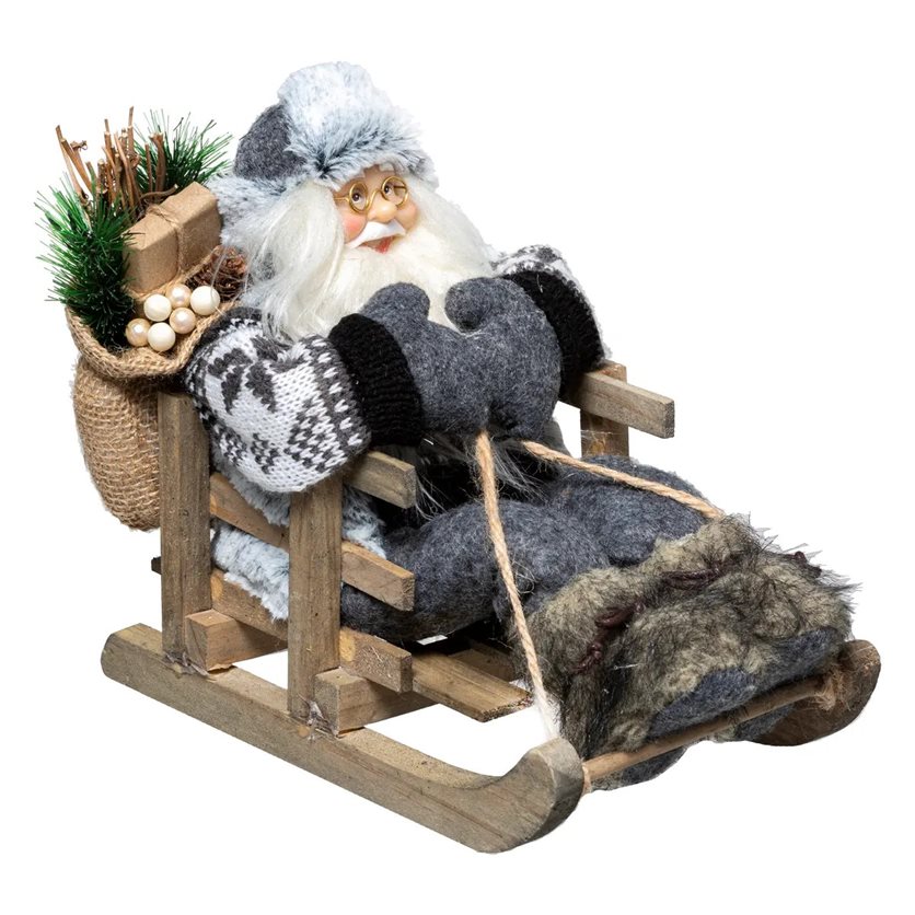 Santa Claus Ski on Sled - 30 cm