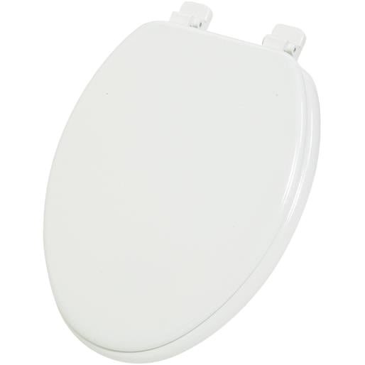 Elongated Closed Front White Wood Toilet Seat