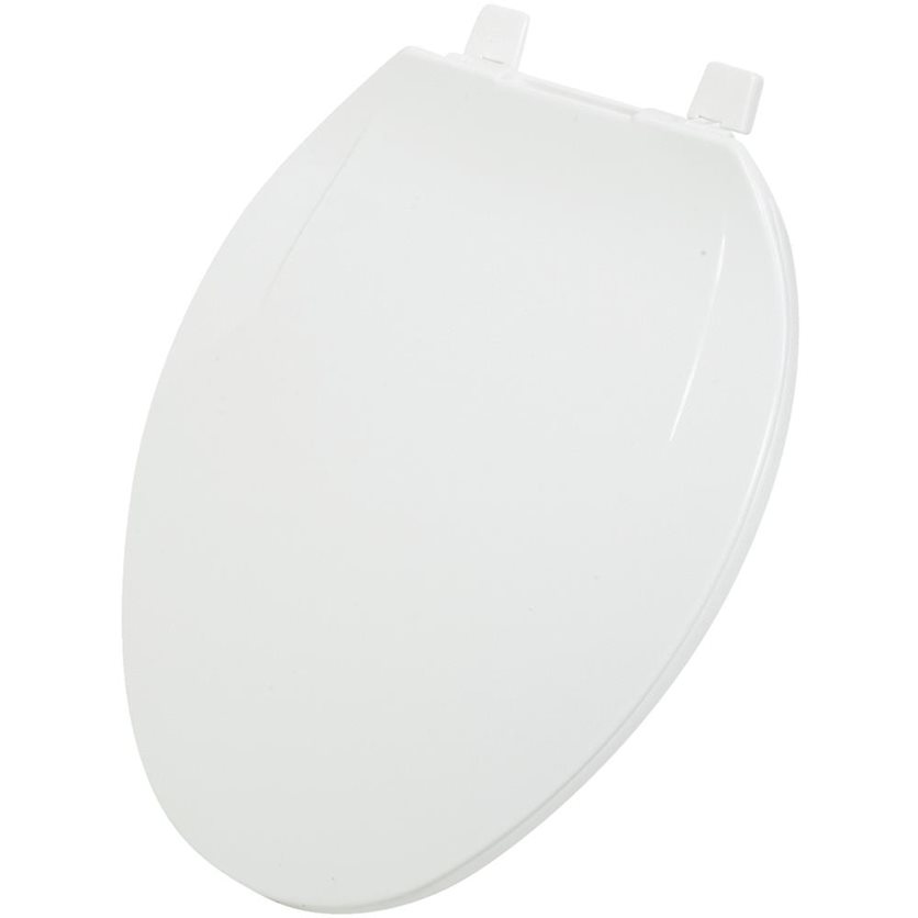 Elongated Closed Front White Plastic Toilet Seat