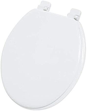 Round Closed Front White Wood Toilet Seat.