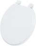 Round Closed Front White Wood Toilet Seat.