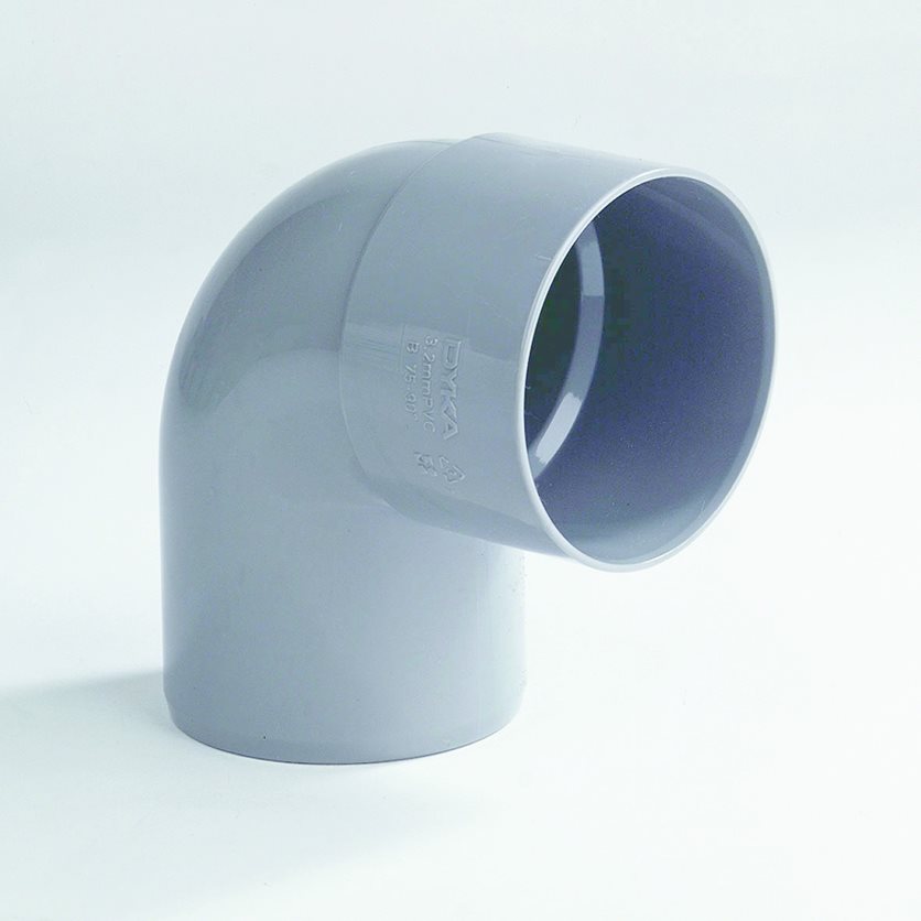 DYKA PVC Short Bend 40mm, 90-degree elbow.