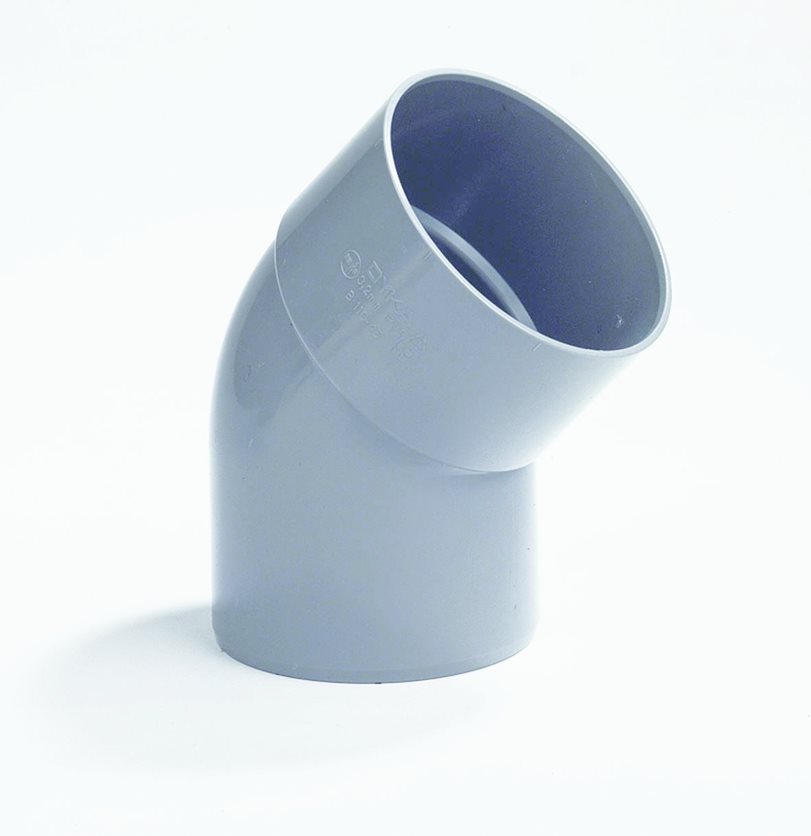 DYKA PVC Bocht Mof/Spie 45° 50mm - Perfect for indoor plumbing.