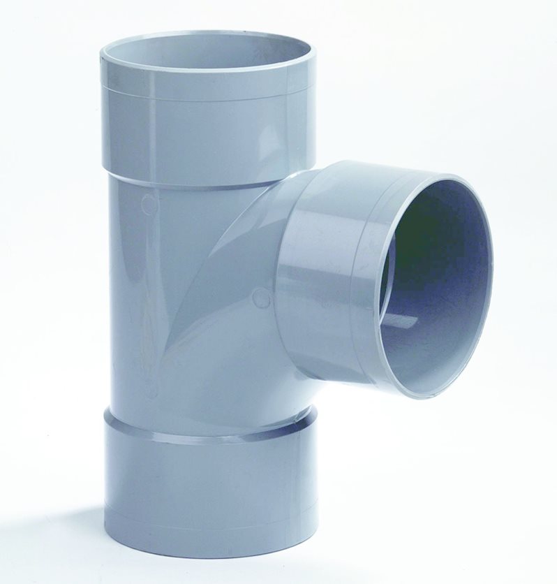 DYKA PVC Plumbing T-Joint 50mm 3x Socket 87.5° Grey.