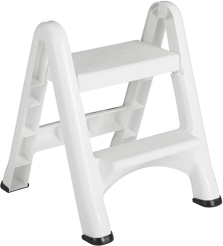 Two-Step Foldable Stool, White