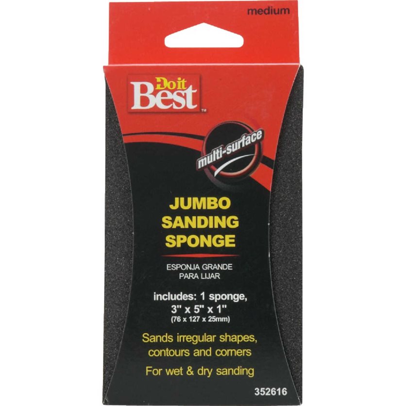 Jumbo All-Purpose 3 In. x 5 In. x 1 In. 80 Grit Medium Sanding Sponge