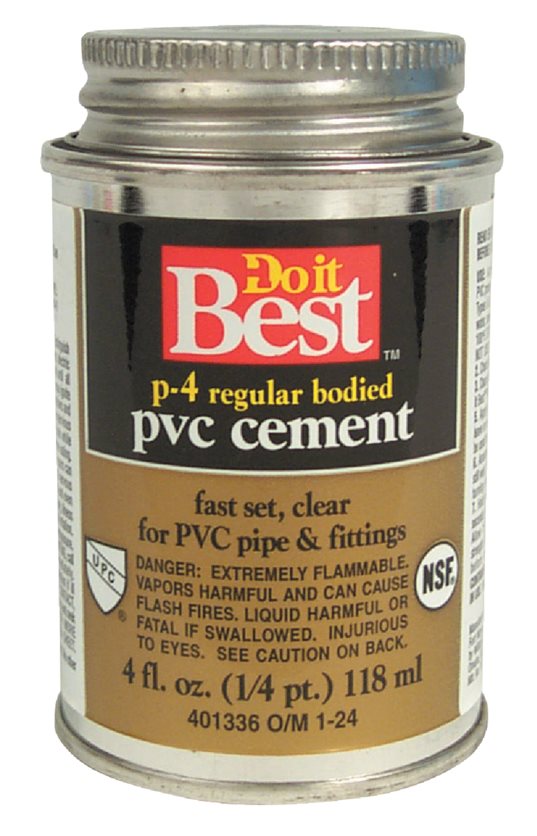 1/4 Pint PVC Cement - Fast-Setting Solvent for PVC Pipe.