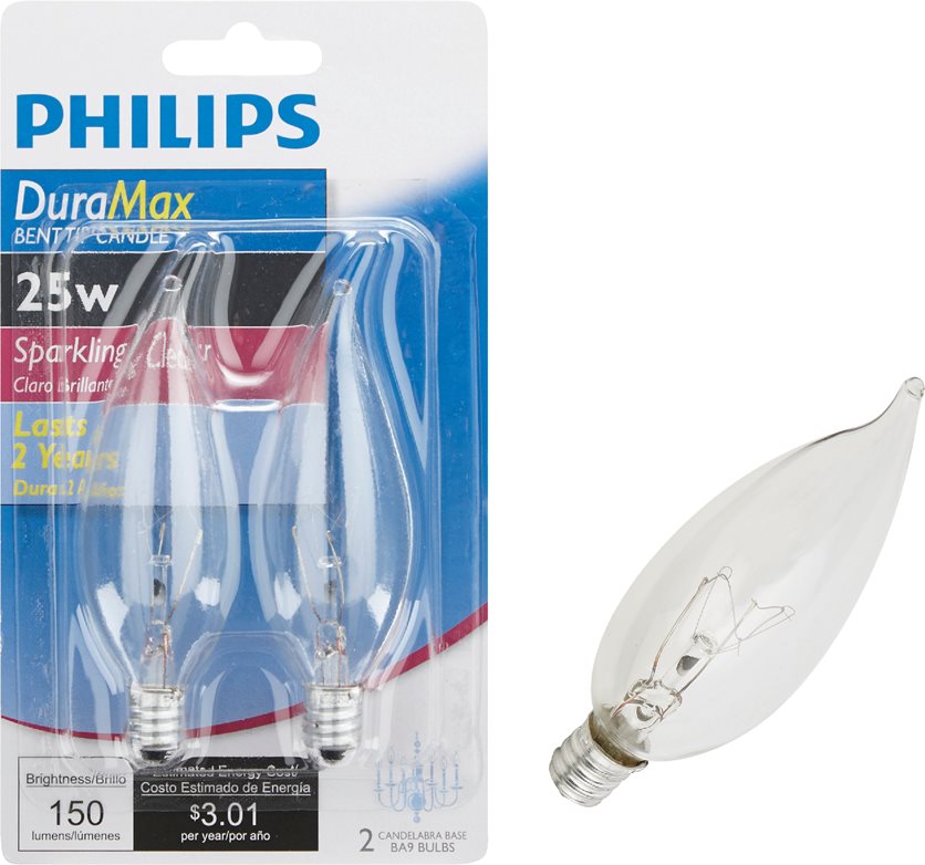 2Pk 25W Ba9 Cndlbra Bulb