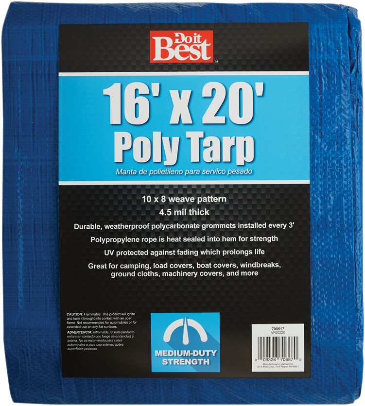 16X20 Blue Med Duty Tarp.