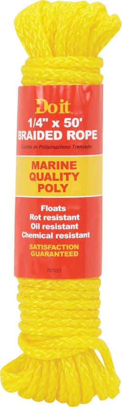 1/4X50&apos; Poly Braid Rope - Marine-grade quality.