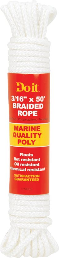 3/16X50&apos;Wht Polybrd Rope