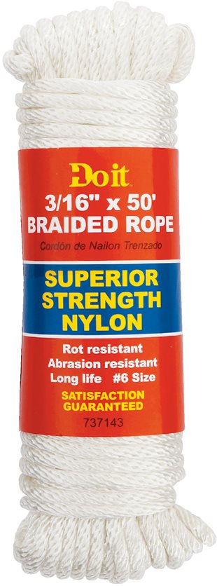 3/16X50&apos; Nylon Braid Rope