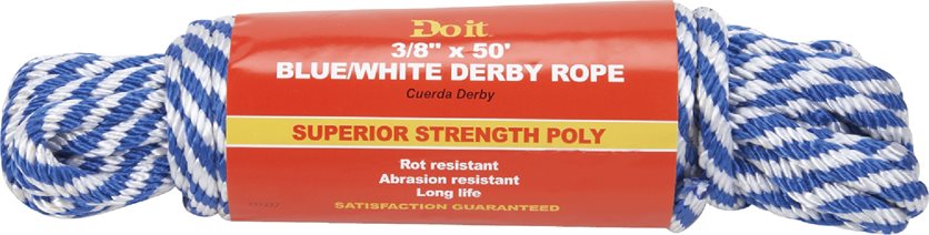 3/8X50&apos; Blu/W Derby Rope