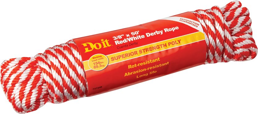 3/8X50 ' Red/W Derby Rope - Building Depot