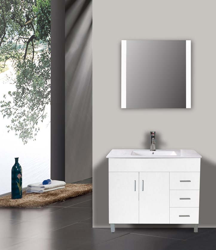 Bathroom Cabinet Set with Ceramic Basin & Mirror