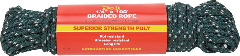 1/4X100&apos;Grn Polybrd Rope