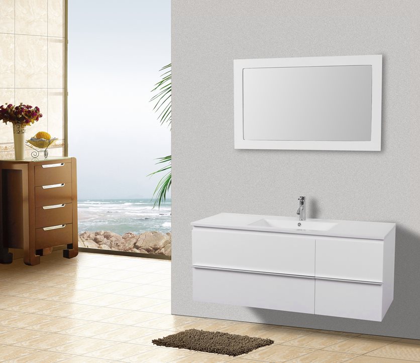 Stylish bathroom cabinet with ceramic basin & mirror