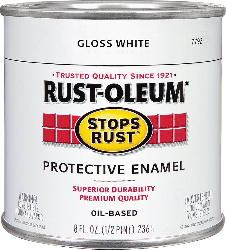 White Enamel - Rust-Oleum Stops Rust Finish.