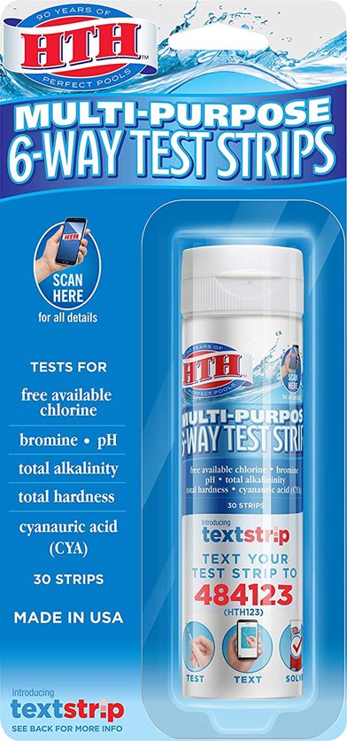 HTH Multi-Purpose 6-Way Test Strips Swimming Pools Chemical Tester