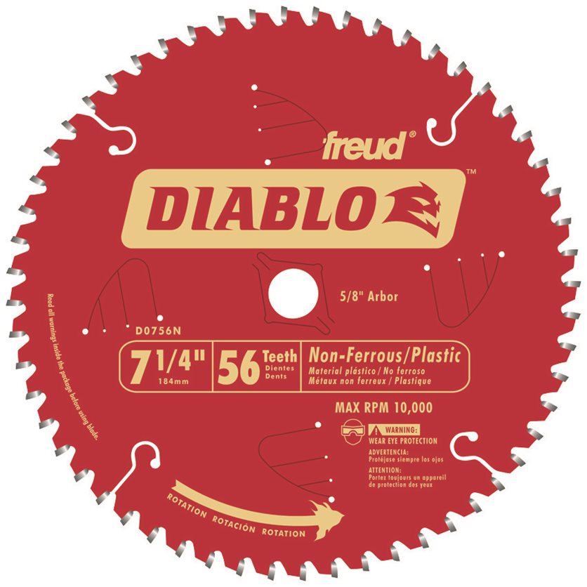 Circular Saw Blades for Non-Ferrous Metal and Plastic Cutting - 7-1/4 Inch, 56 Tooth